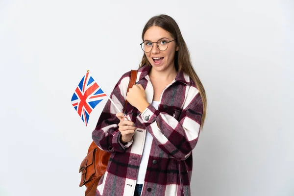 Jonge Litouwse Vrouw Met Een Vlag Van Het Verenigd Koninkrijk — Stockfoto