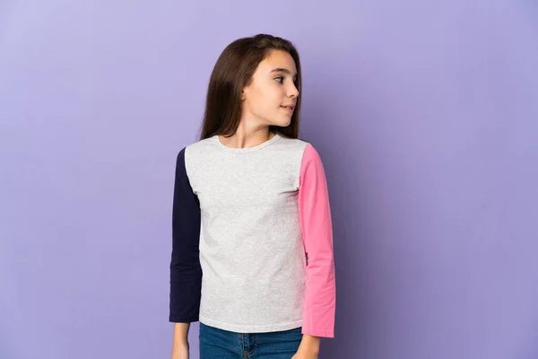 Little Girl Isolated Purple Background Portrait — Stock Photo, Image