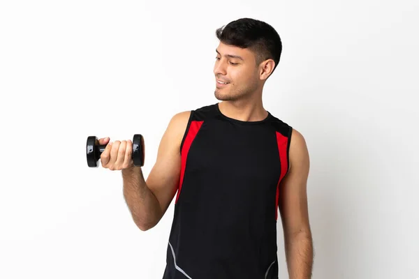 Young Sport Woman Making Weightlifting Happy Expression — Stock Photo, Image