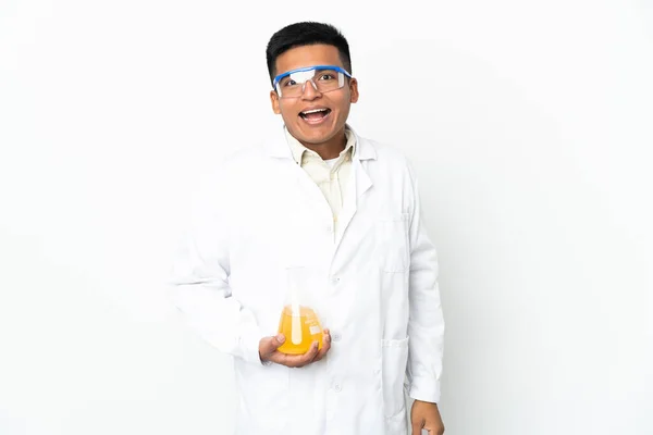 Young Ecuadorian Scientific Man Surprise Facial Expression — стокове фото