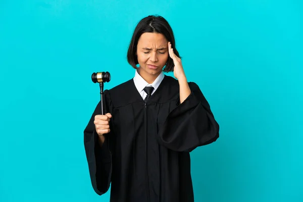Judge Isolated Blue Background Headache — Stock Photo, Image