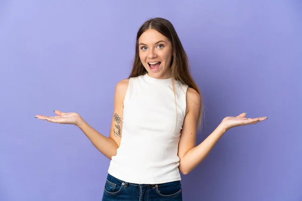 Young Lithuanian Woman Isolated Purple Background Shocked Facial Expression — 图库照片