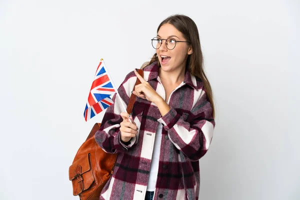 Jonge Litouwse Vrouw Met Een Vlag Van Het Verenigd Koninkrijk — Stockfoto