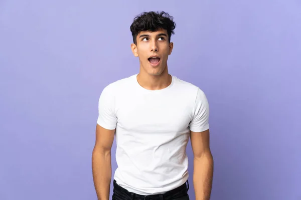 Young Argentinian Man Isolated Background Looking Surprised Expression — 스톡 사진