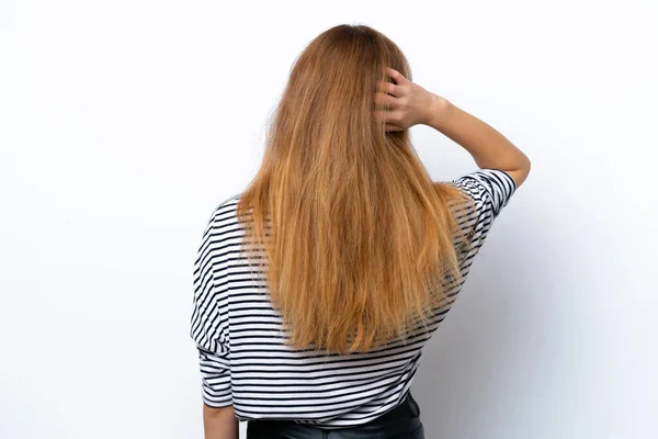 Teenager Russische Mädchen Isoliert Auf Weißem Hintergrund Rückenlage Und Denken — Stockfoto