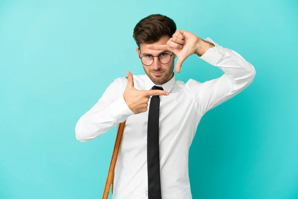 Zakenman Geïsoleerde Achtergrond Gericht Gezicht Framing Symbool — Stockfoto