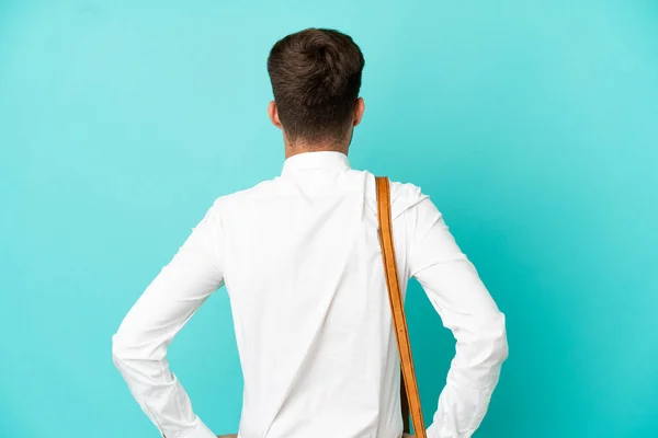 Zakenman Geïsoleerde Achtergrond Achterste Positie — Stockfoto