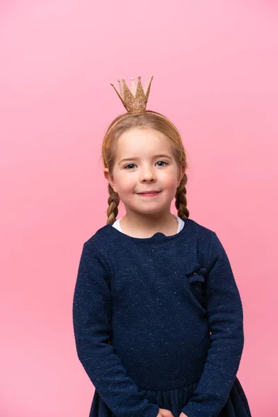 Little Princess Crown Isolated Pink Background — Stock Photo, Image