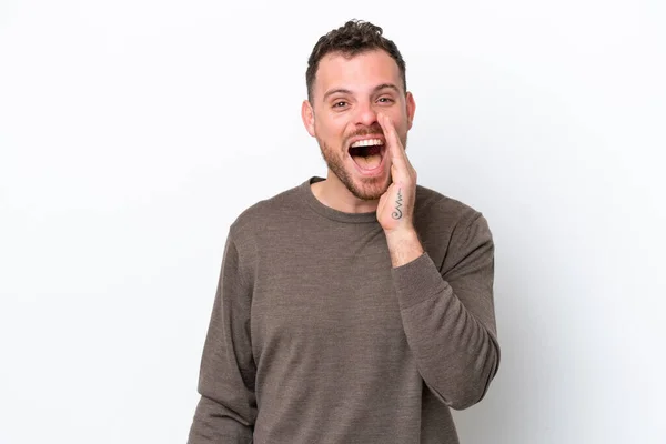 Jeune Brésilien Isolé Sur Fond Blanc Avec Une Expression Faciale — Photo