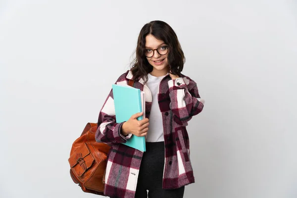 Tiener Oekraïense Student Geïsoleerd Witte Achtergrond Lachen — Stockfoto