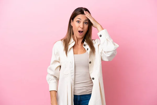 Middle Age Caucasian Woman Isolated Pink Background Has Realized Something — Stock Photo, Image