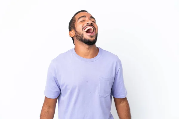 Young Ecuadorian Man Isolated White Background Laughing — Stock Photo, Image