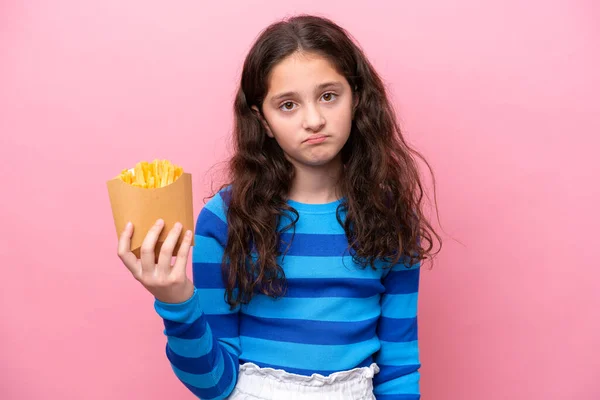 Niña Caucásica Celebrando Cumpleaños Aislado Sobre Fondo Blanco Con Expresión — Foto de Stock