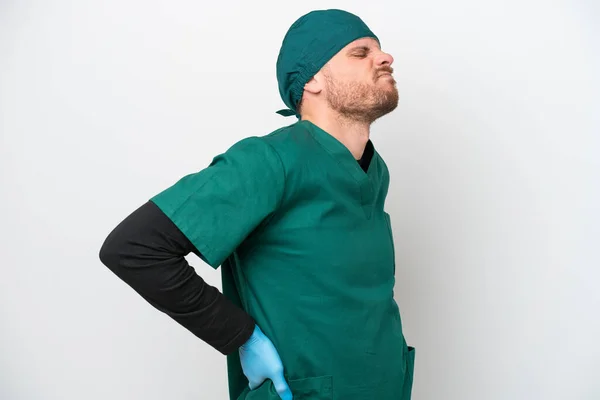 Chirurg Brasilianischer Mann Grüner Uniform Isoliert Auf Weißem Hintergrund Der — Stockfoto