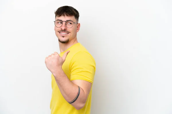 Junger Kaukasischer Gutaussehender Mann Isoliert Auf Weißem Hintergrund Der Zur — Stockfoto