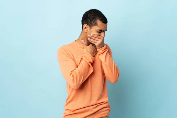 African American Man Isolated Background Coughing Lot — Stock Photo, Image