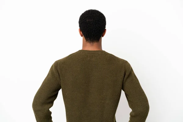 Afroamerikaner Schöner Mann Auf Isoliertem Weißen Hintergrund Rückenlage — Stockfoto