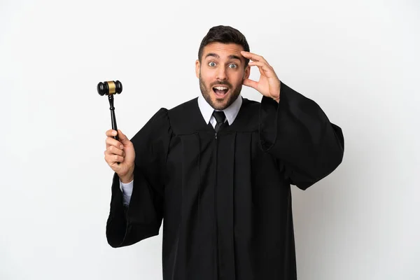 Judge Caucasian Man Isolated White Background Surprise Expression — Foto Stock