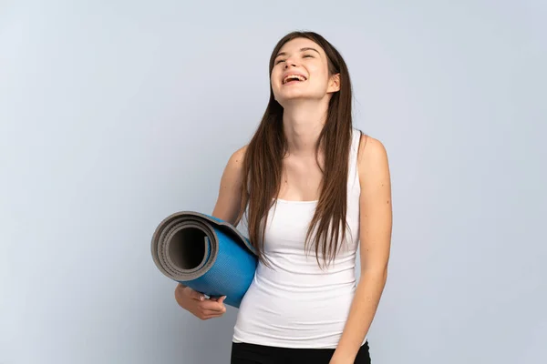 Jong Oekraïense Sport Meisje Gaat Naar Yoga Klassen Terwijl Het — Stockfoto