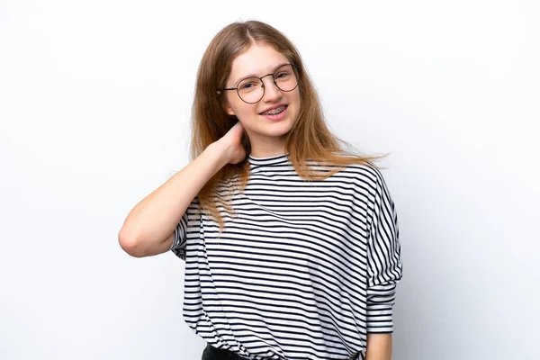 Adolescente Rusa Chica Aislado Blanco Fondo Riendo —  Fotos de Stock