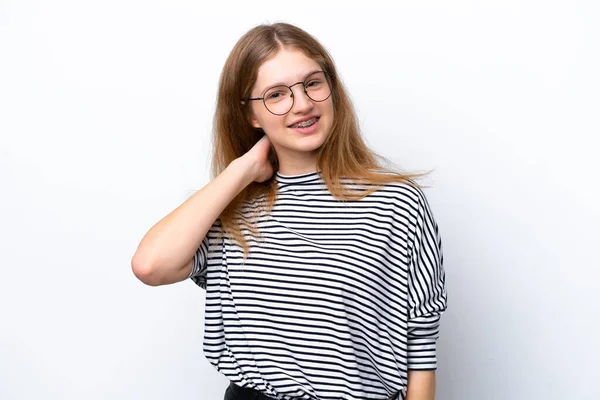 Teenager Russische Mädchen Isoliert Auf Weißem Hintergrund Lachen — Stockfoto