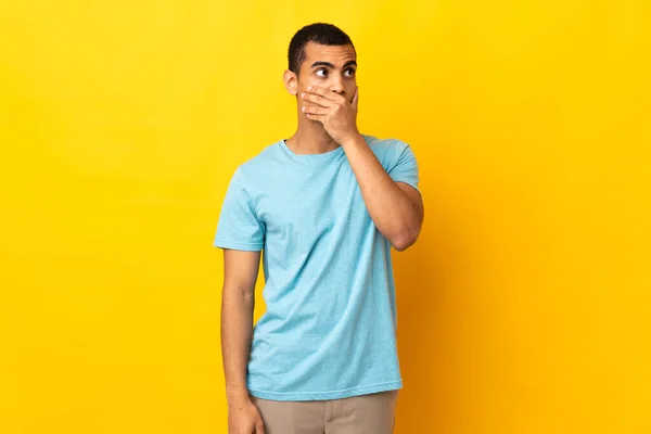 African American Man Isolated Background Having Doubts Confuse Face Expression — Stock Photo, Image