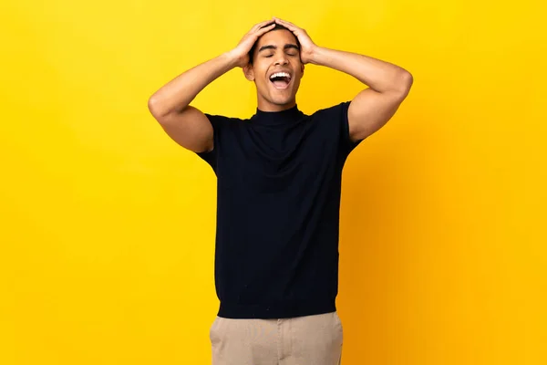 African American Man Isolated Background Laughing — Stock Photo, Image