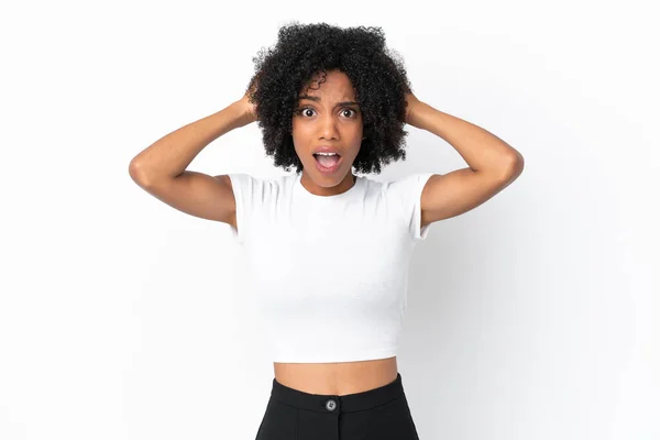 Young African American Woman Isolated White Background Doing Nervous Gesture — Stock Photo, Image