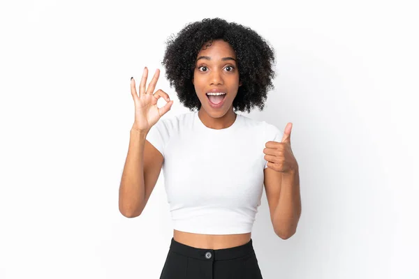 Young African American Woman Isolated White Background Showing Sign Thumb — Stock Photo, Image