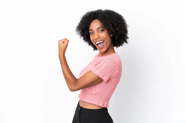 Young African American Woman Isolated White Background Celebrating Victory — Stock Photo, Image