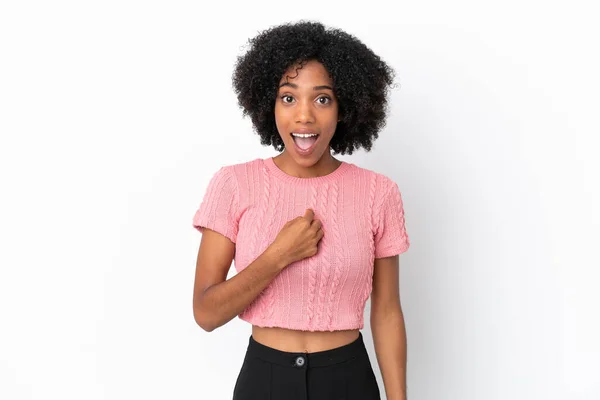 Young African American Woman Isolated White Background Surprise Facial Expression — Stock Photo, Image