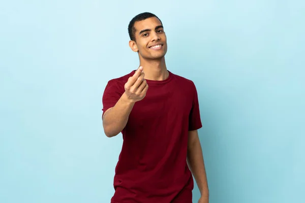 Homem Afro Americano Sobre Fundo Isolado Fazendo Gesto Dinheiro — Fotografia de Stock