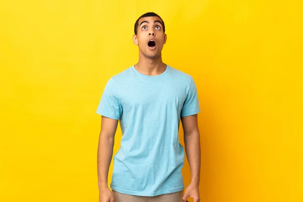 African American Man Isolated Background Looking Surprised Expression — Stock Photo, Image