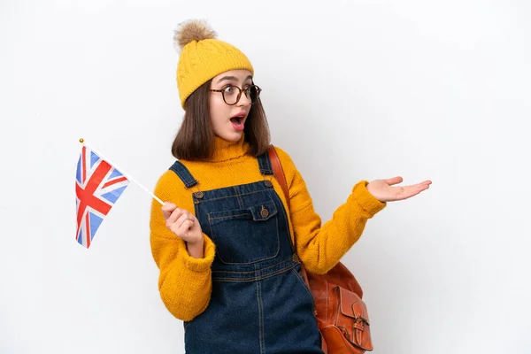 Jonge Oekraïense Vrouw Met Een Vlag Van Het Verenigd Koninkrijk — Stockfoto