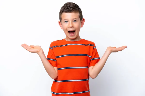 Little Boy Isolated White Background Shocked Facial Expression — Stock Photo, Image