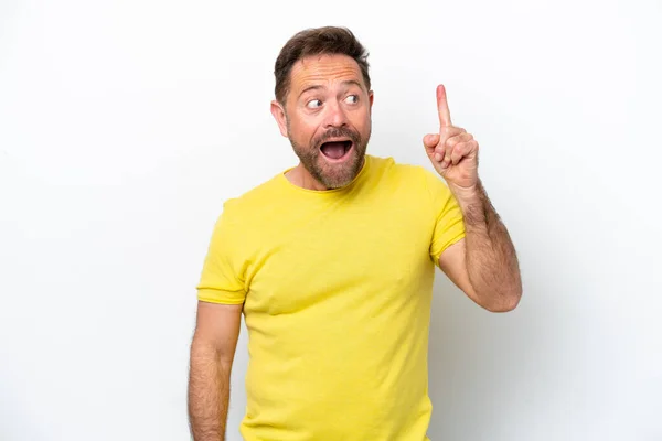 Middle Age Caucasian Man Isolated White Background Intending Realizes Solution — Foto Stock