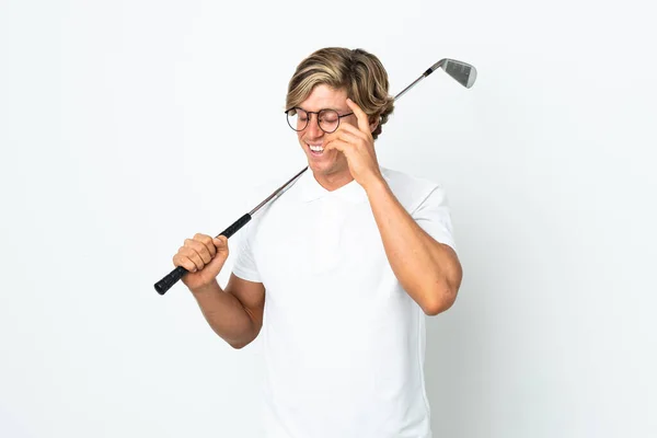 Inglês Homem Jogando Golfe Rindo — Fotografia de Stock