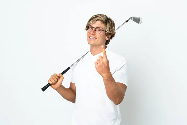 Inglês Homem Jogando Golfe Fazendo Gesto Vindo — Fotografia de Stock