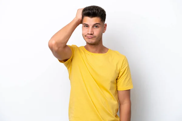 Young Caucasian Man Isolated White Background Expression Frustration Understanding — Stock Photo, Image