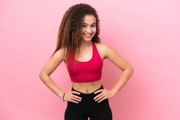 Giovane Sport Araba Donna Isolato Sfondo Rosa — Foto Stock