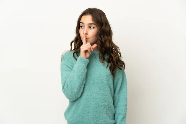 Little Caucasian Girl Isolated White Background Showing Sign Silence Gesture — Stock Photo, Image