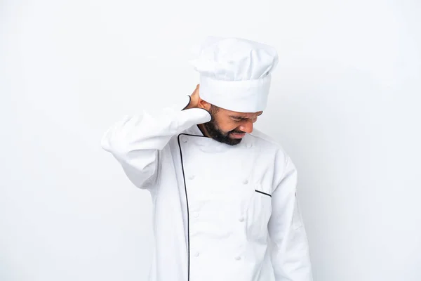 Joven Chef Brasileño Aislado Sobre Fondo Blanco Con Escote —  Fotos de Stock
