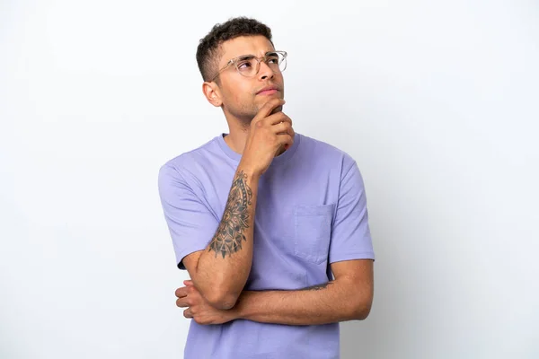 Young Caucasian Brazilian Man Isolated White Background Looking — ストック写真