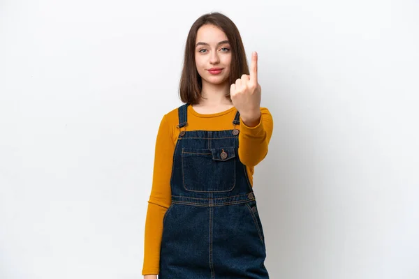 Young Ukrainian Woman Isolated White Background Doing Coming Gesture — ストック写真