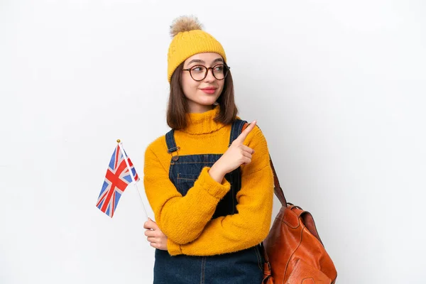 Jonge Oekraïense Vrouw Met Een Vlag Van Het Verenigd Koninkrijk — Stockfoto