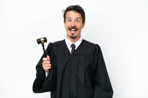 Young Judge Caucasian Man Isolated White Background Surprise Facial Expression — Stock Photo, Image