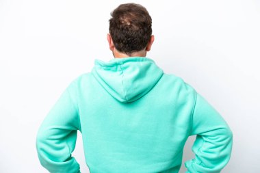 Beyaz arka planda izole edilmiş orta yaşlı beyaz bir adam.