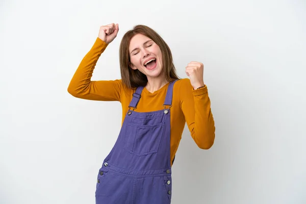 Young English Woman Isolated White Background Celebrating Victory — Stock Photo, Image