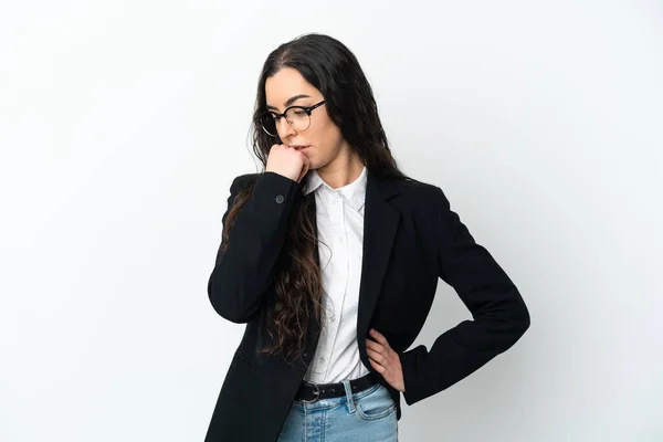 Young Business Woman Isolated White Background Having Doubts —  Fotos de Stock