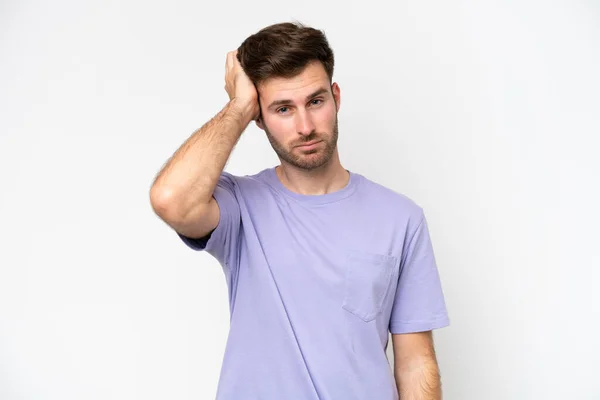 Young Caucasian Man Isolated White Background Expression Frustration Understanding — Stock Photo, Image